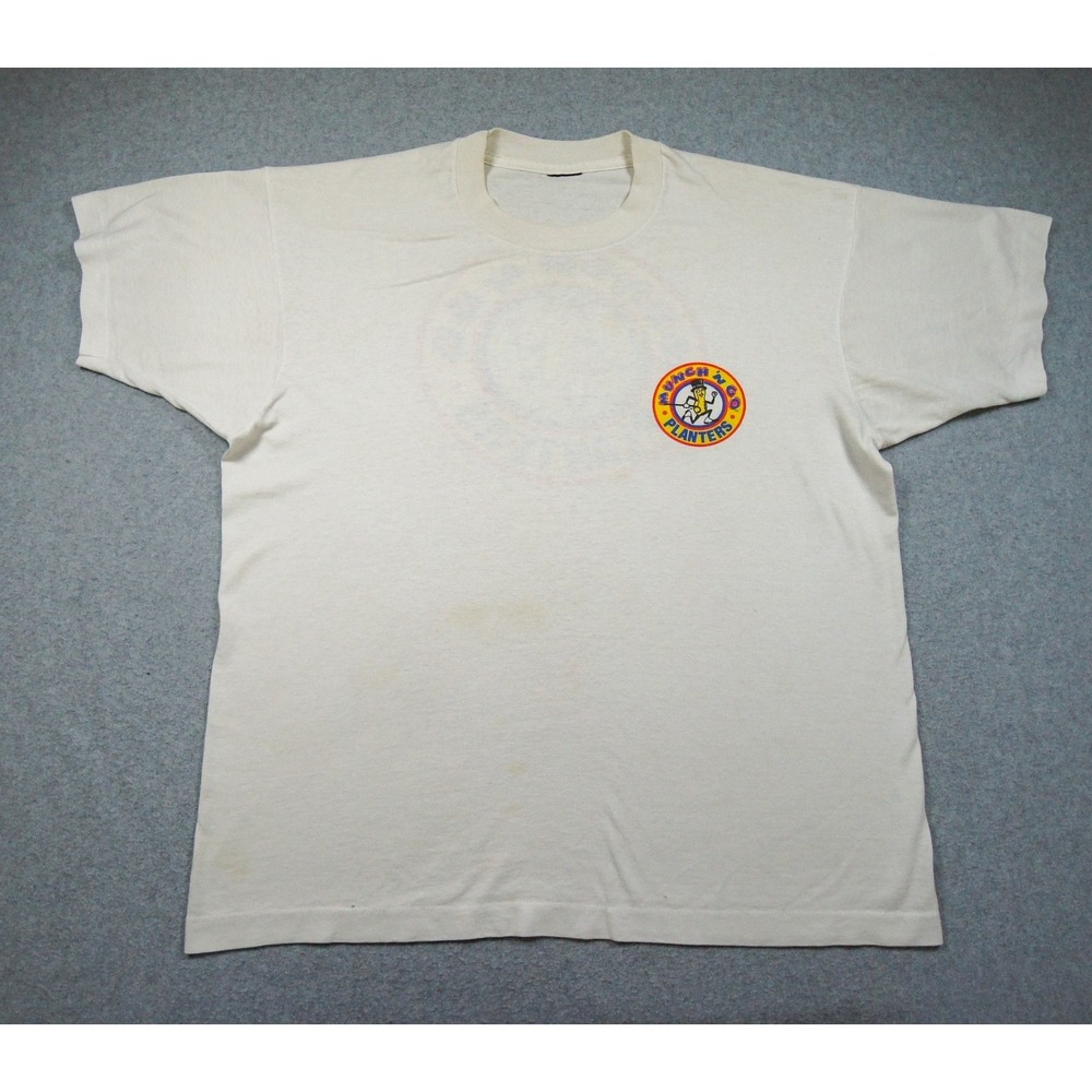 Vintage Planters Shirt Mens XLarge White 90s Graphic Tee Short Sleeve Food Logo